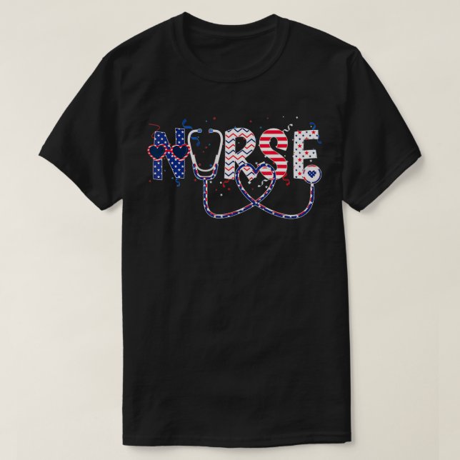 Patriotic Nurse usa American  4th of july Independ T-Shirt (Design Front)