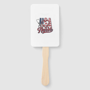 Patriotic Nurse USA Heart Stethoscope Shirt Design Hand Fan