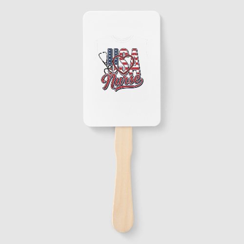 Patriotic Nurse USA Heart Stethoscope Shirt Design Hand Fan
