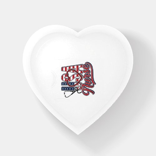 Patriotic Nurse USA Heart Stethoscope Shirt Design Paperweight