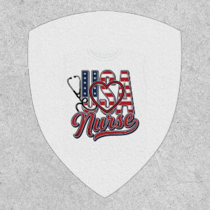 Patriotic Nurse USA Heart Stethoscope Shirt Design Patch