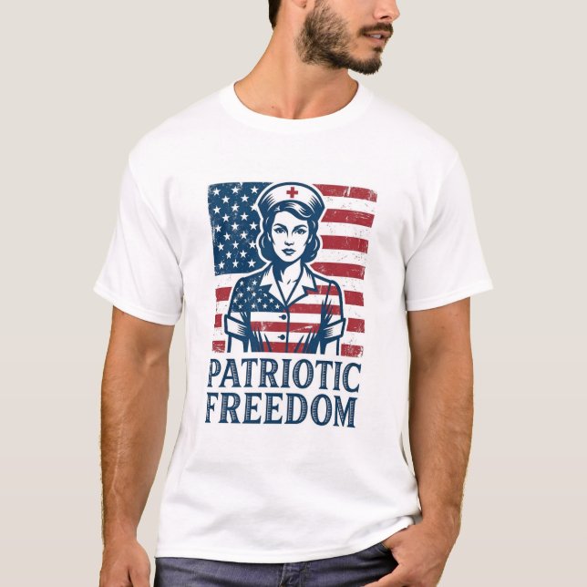 Patriotic Nurse Vector Graphic Tee (Front)