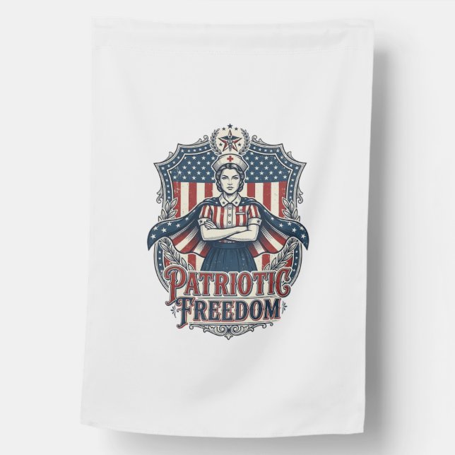 Patriotic Nurse Vector Graphic Tee_1 House Flag (Front)