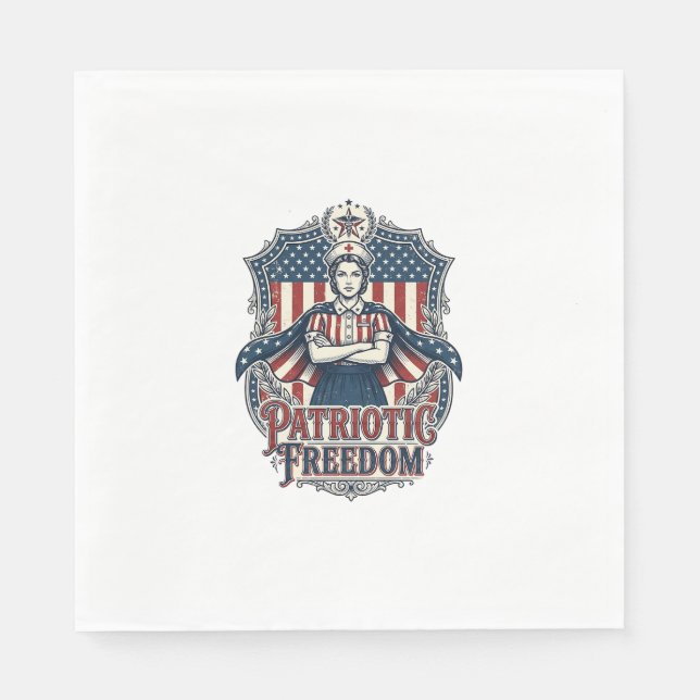Patriotic Nurse Vector Graphic Tee_1 Napkins (Front)