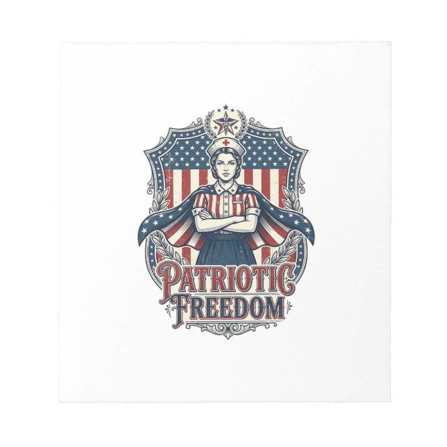 Patriotic Nurse Vector Graphic Tee_1 Notepad (Front)