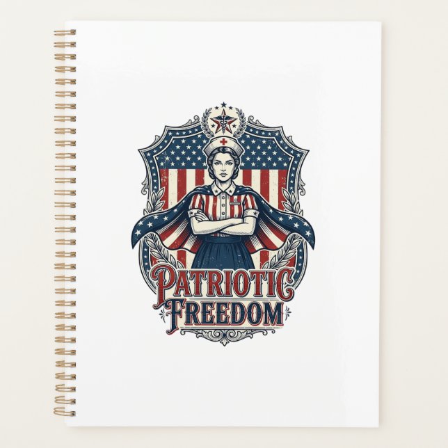 Patriotic Nurse Vector Graphic Tee_1 Planner (Front)