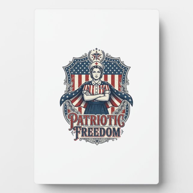 Patriotic Nurse Vector Graphic Tee_1 Plaque (Front)