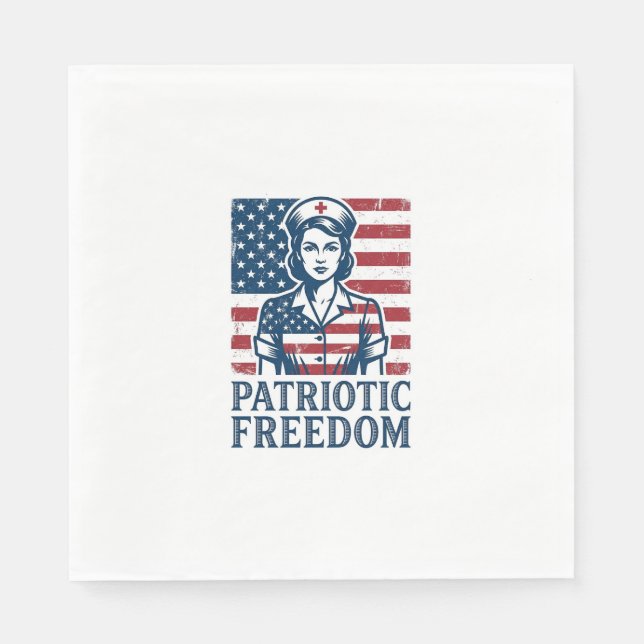 Patriotic Nurse Vector Graphic Tee Napkins (Front)