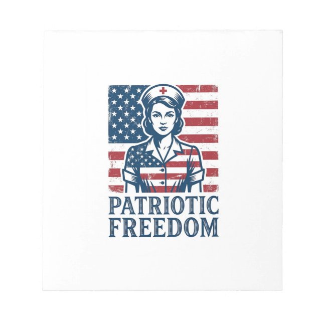 Patriotic Nurse Vector Graphic Tee Notepad (Front)