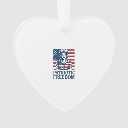 Patriotic Nurse Vector Graphic Tee Ornament