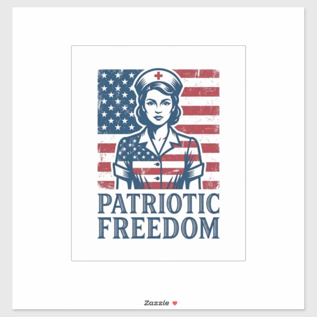 Patriotic Nurse Vector Graphic Tee Sticker (Sheet)