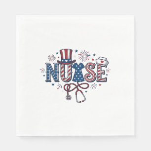 Patriotic Nurse Vintage Engraving Vector Design_1 Napkins