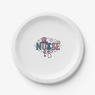 Patriotic Nurse Vintage Engraving Vector Design_1 Paper Plates