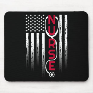 Patriotic Nurse With Flag Stethoscope For Rn Mouse Pad