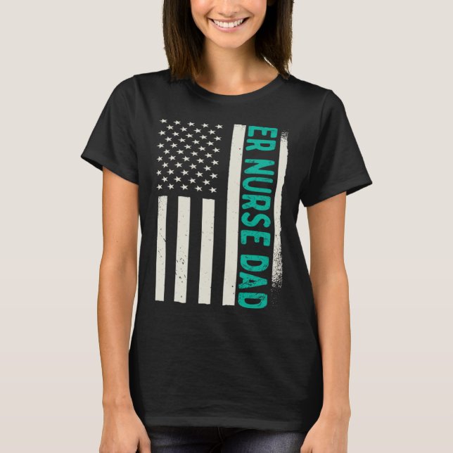 Patriotic Nursing Hospital Emergency Room ER Nurse T-Shirt (Front)