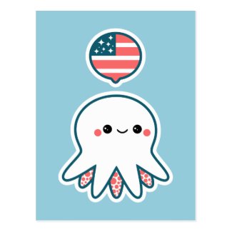 Patriotic Octopus Postcard