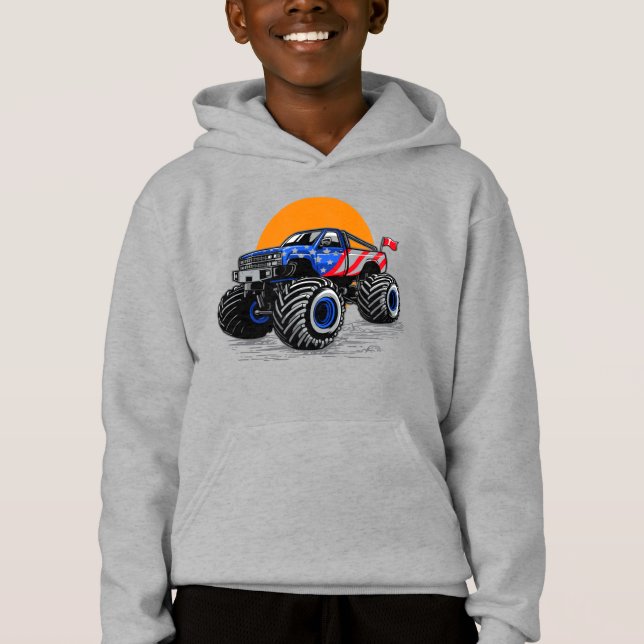  Patriotic Off Road Monster Truck Adventure   Hoodie (Front)