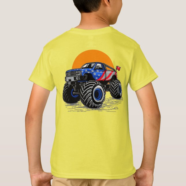  Patriotic Off Road Monster Truck Adventure T-Shirt (Back)