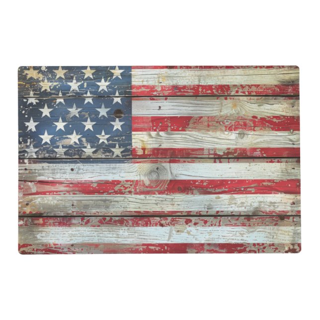 Patriotic Old Glory Rustic Reversible Placemat (Back)