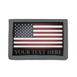 Patriotic old vintage American flag custom velcro Tri-fold Wallet