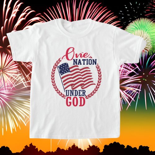 Patriotic one Nation under God word art T_Shirt