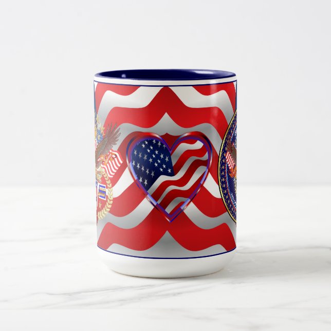 Patriotic or Veteran 3 logos Two-Tone Coffee Mug (Center)