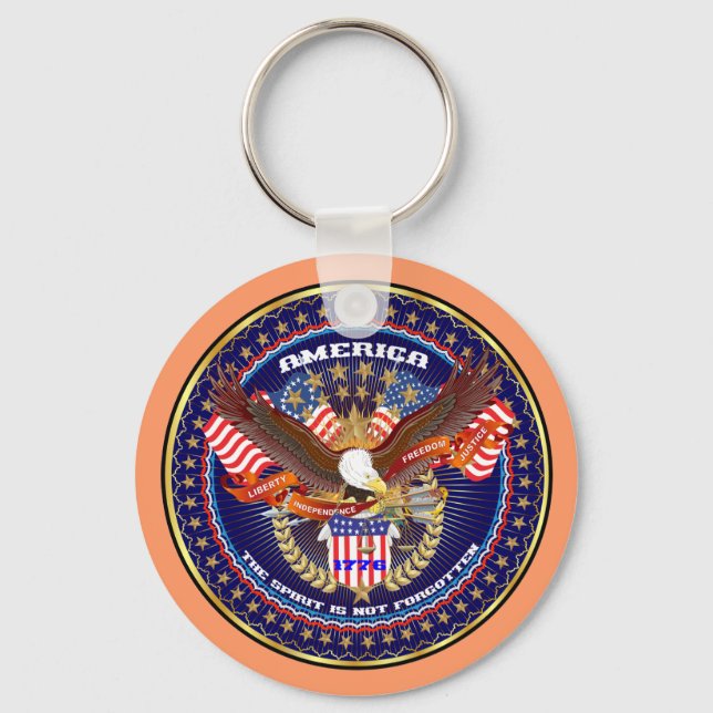 Patriotic or Veteran Pick one View Artist Comments Keychain (Front)
