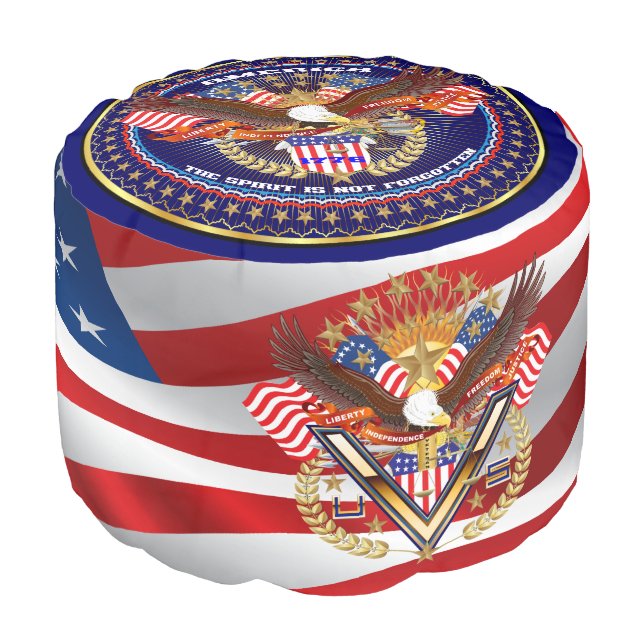 Patriotic or Veteran View About Design Pouf (Angled Front)