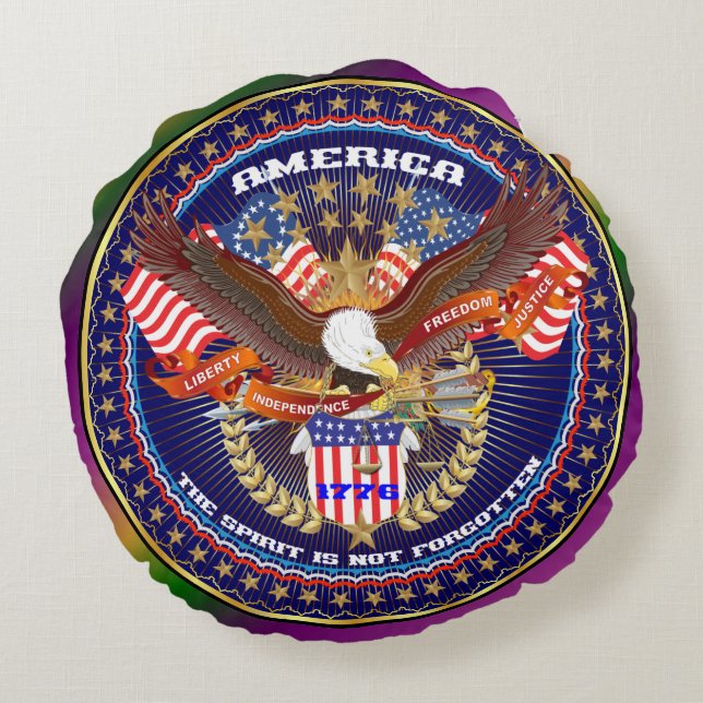 Patriotic or Veteran View About Design Round Pillow (Back)