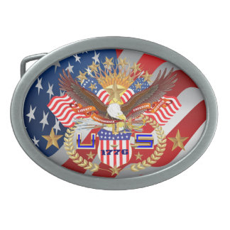 Patriotic or Veteran View Oval Belt Buckle