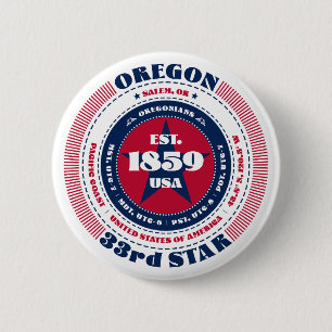 Patriotic Oregon Circle with State Details Button