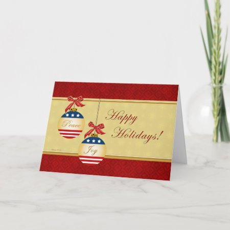 Patriotic Ornaments Happy Holidays Greeting Card