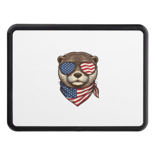 Patriotic Otter Vector Vintage Engraving Shirt Des Hitch Cover