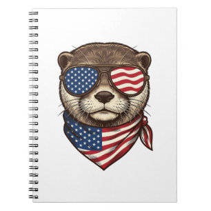 Patriotic Otter Vector Vintage Engraving Shirt Des Notebook