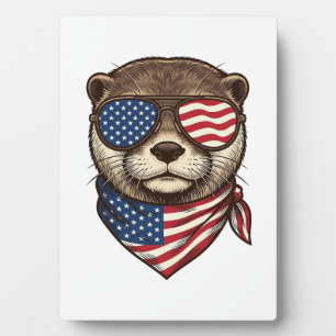 Patriotic Otter Vector Vintage Engraving Shirt Des Plaque
