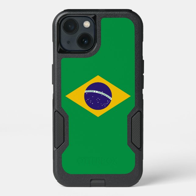 Patriotic OtterBox iPhone 13 Case, Brazil Flag Case (Back)