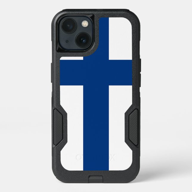 Patriotic OtterBox iPhone 13 Case, Finland Flag Case (Back)