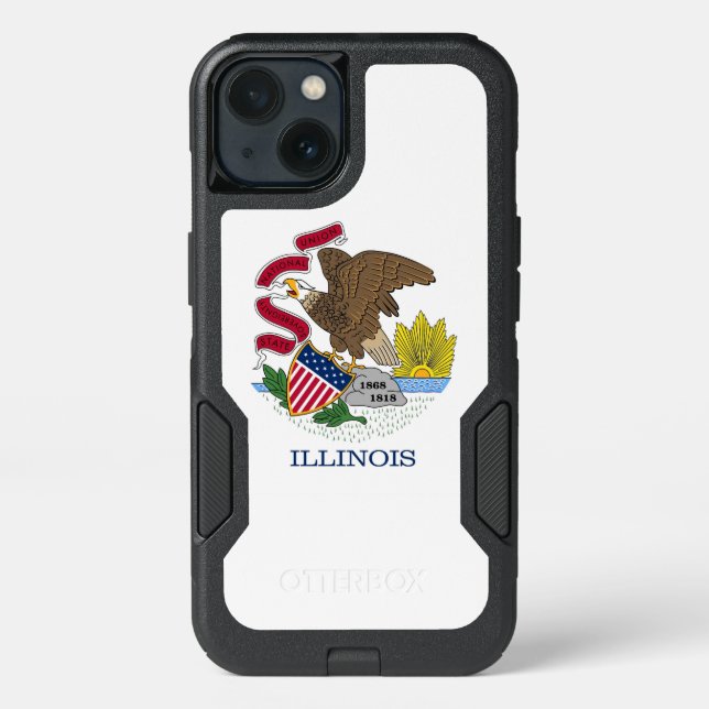 Patriotic OtterBox iPhone 13 Case, Illinois flag (Back)