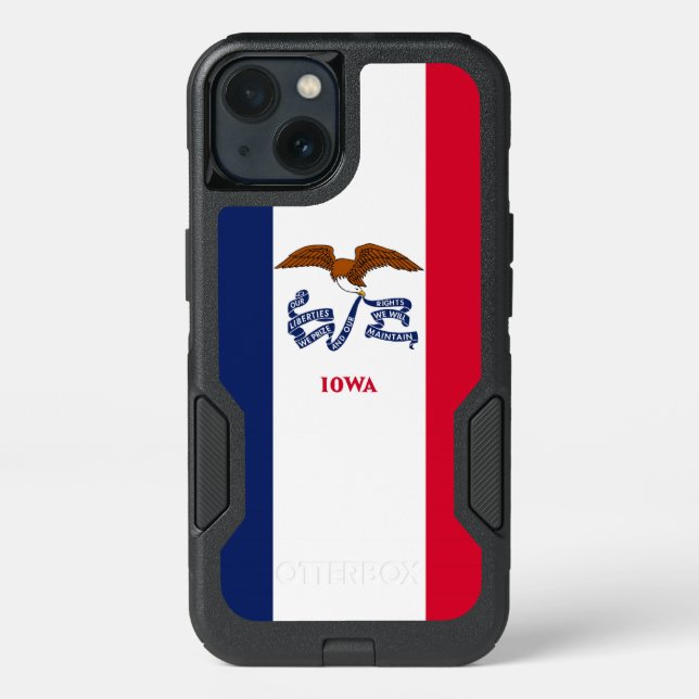 Patriotic OtterBox iPhone 13 Case, Iowa flag (Back)
