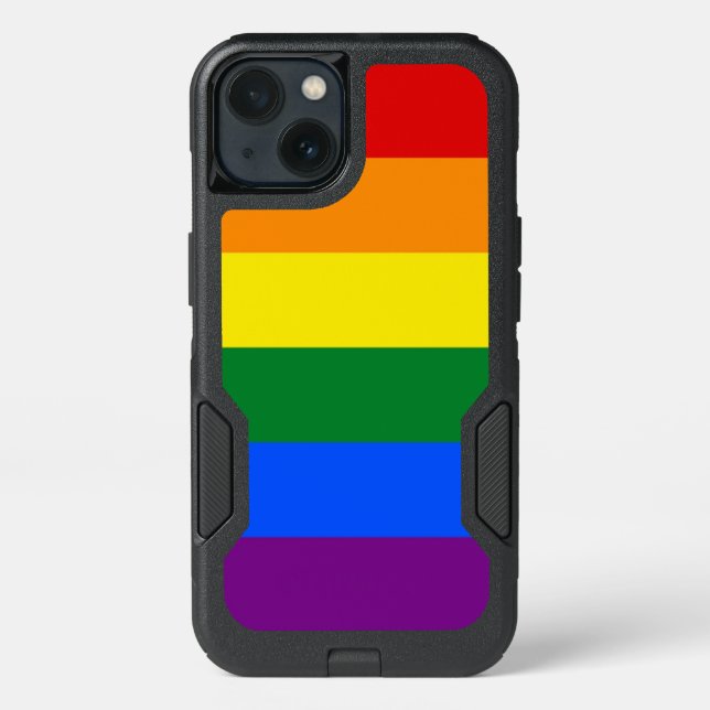 Patriotic OtterBox iPhone 13 Case, LGBT flag (Back)