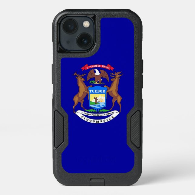 Patriotic OtterBox iPhone 13 Case, Michigan flag (Back)