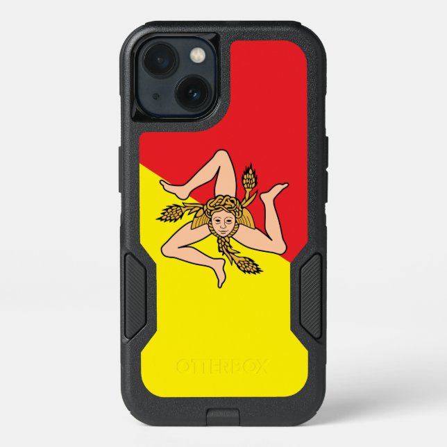 Patriotic OtterBox iPhone 13 Case, Sicily flag Case (Back)
