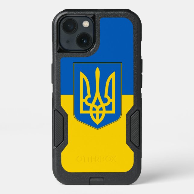 Patriotic OtterBox iPhone 13 Case, Ukraine flag Case (Back)