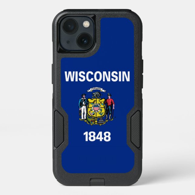 Patriotic OtterBox iPhone 13 Case, Wisconsin flag Case (Back)