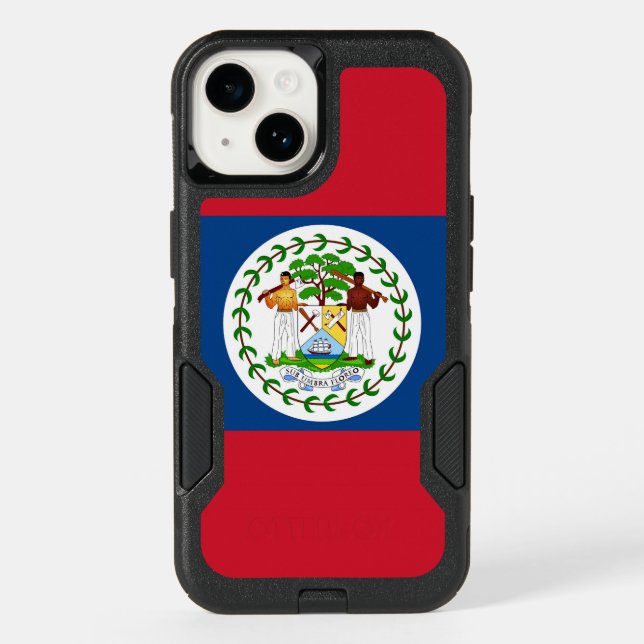 Patriotic OtterBox iPhone 14 Case, Belize flag (Back)