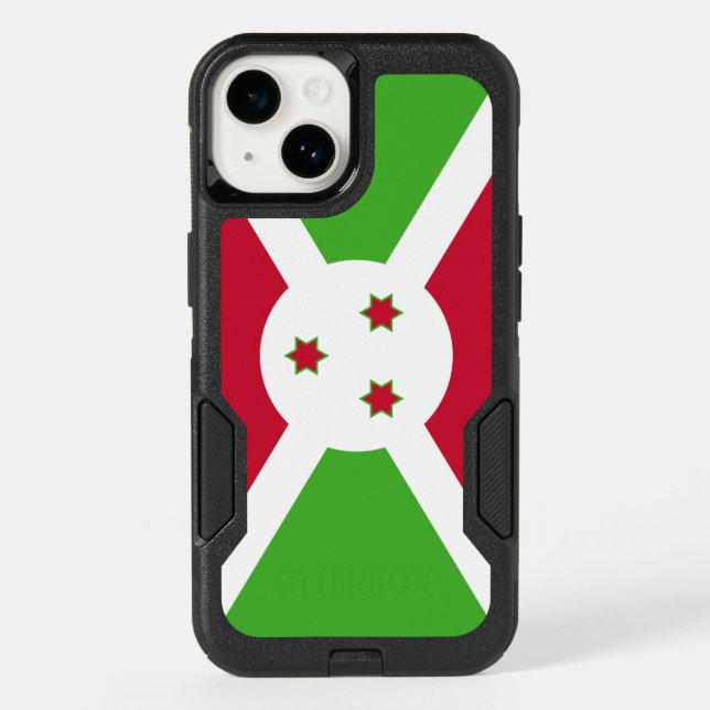 Patriotic OtterBox iPhone 14 Case, Burundi flag (Back)