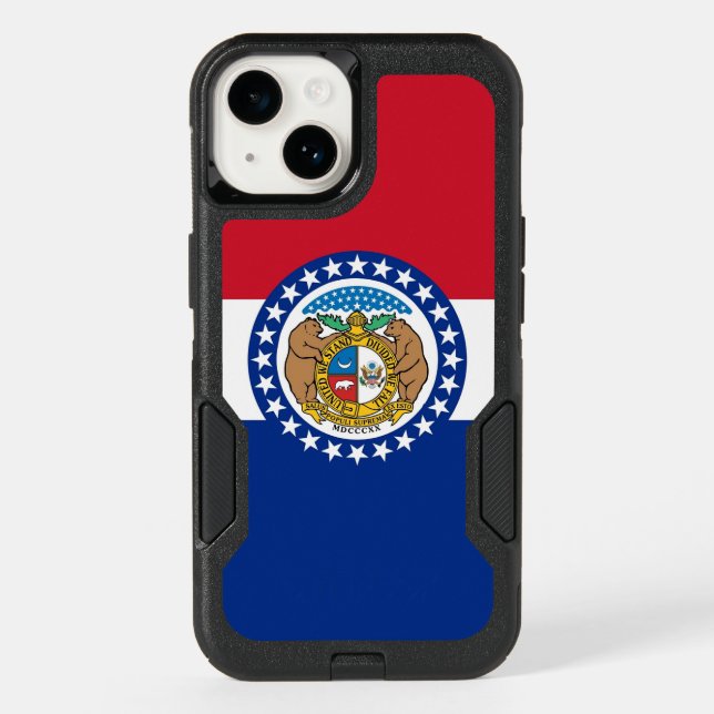 Patriotic OtterBox iPhone 14 Case, Missouri flag (Back)