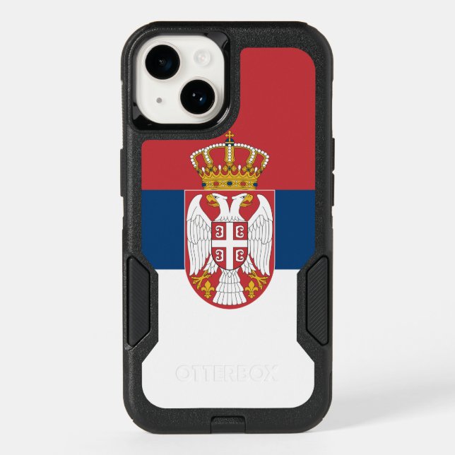 Patriotic OtterBox iPhone 14 Case, Serbia flag (Back)