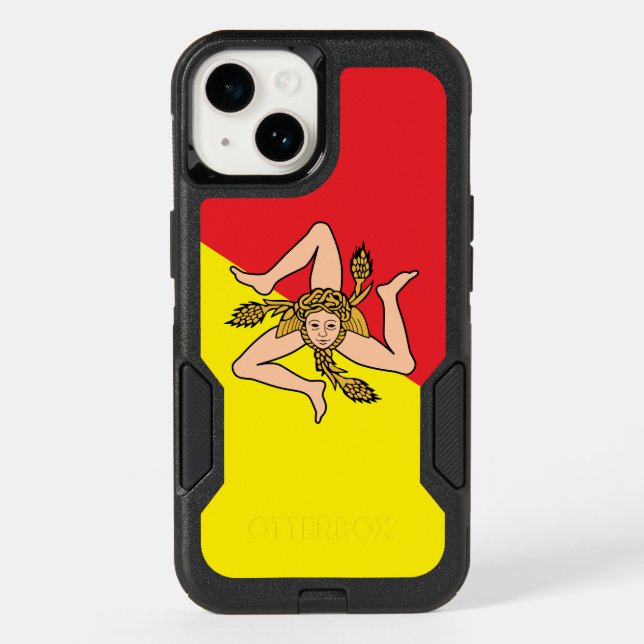 Patriotic OtterBox iPhone 14 Case, Sicily Flag (Back)