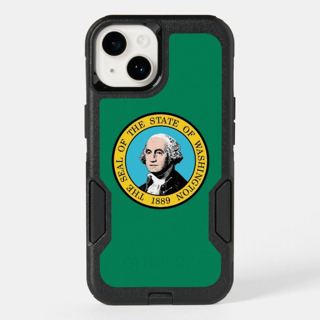 Patriotic OtterBox iPhone 14 Case, Washington flag (Back)
